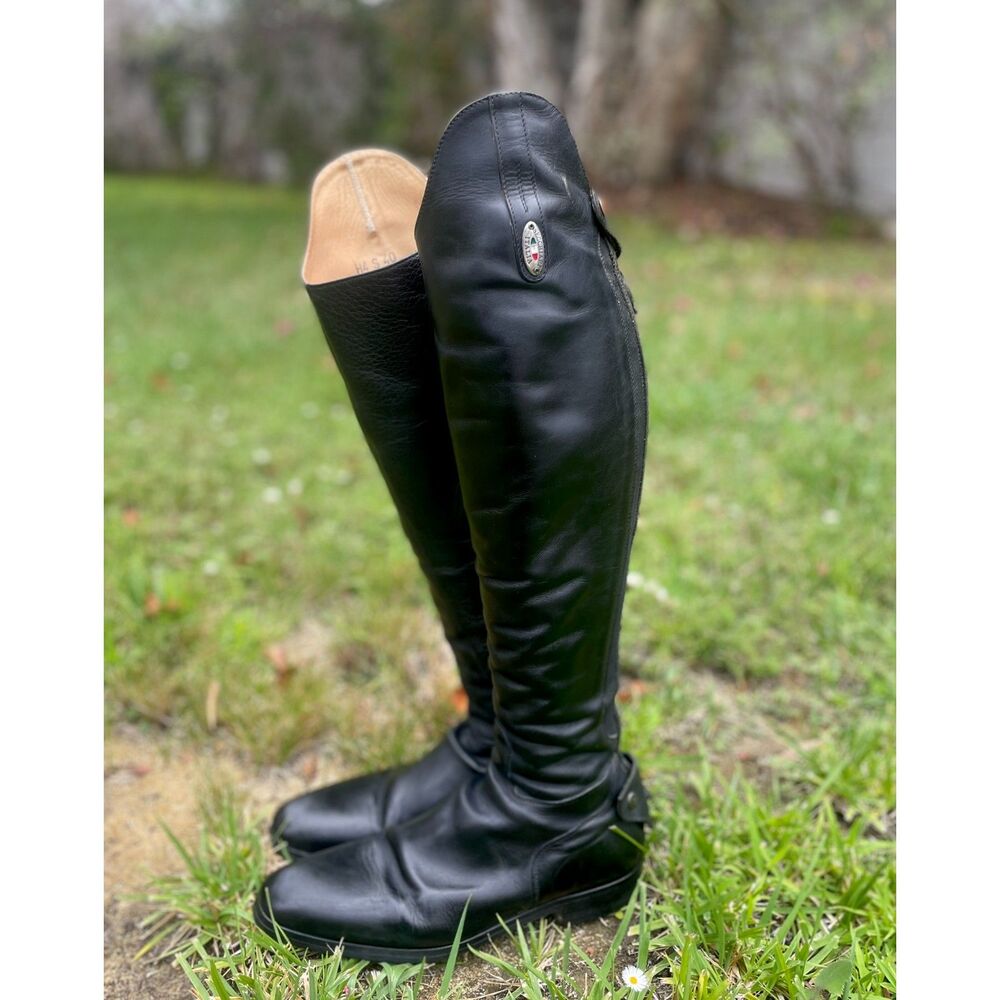 Secchiari Italia Tall Field Riding Boots Black Leather EU 40 H/S Vibram Sole